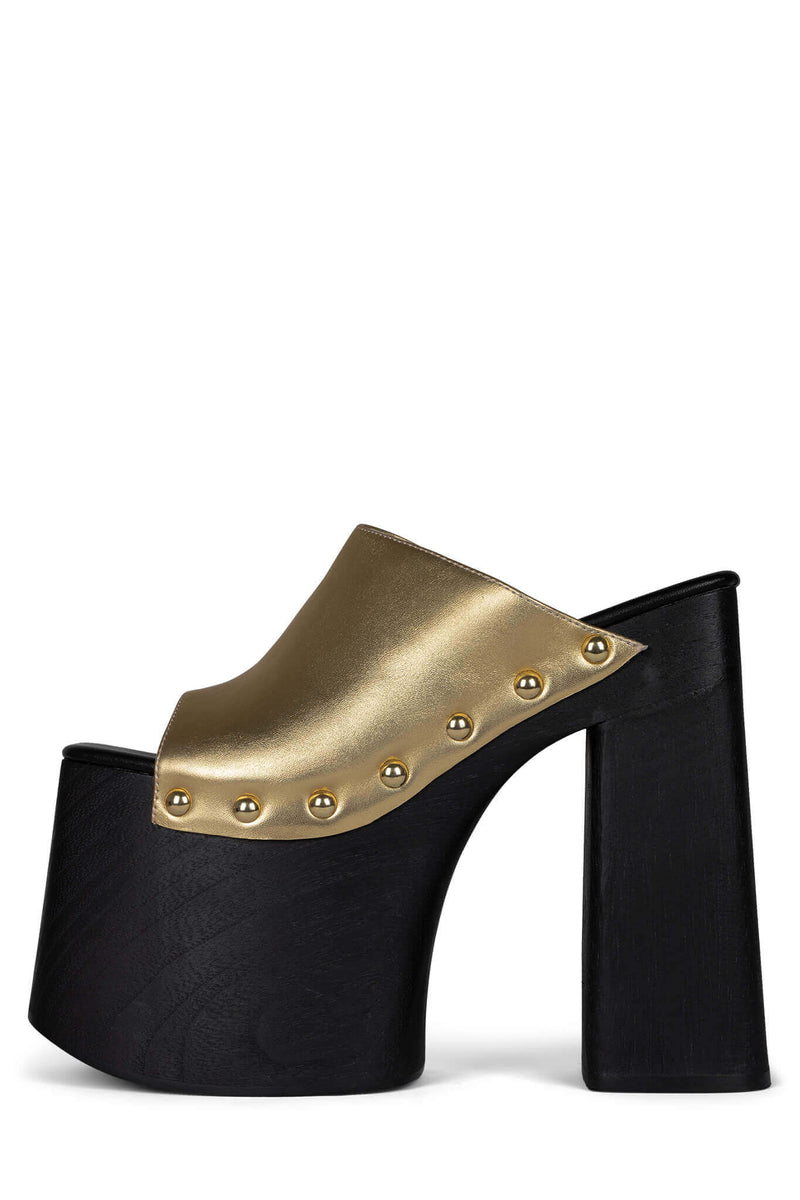 Jeffrey Campbell 2-High Women's Platform Sandals Gold / Black | DXMNYBW-50