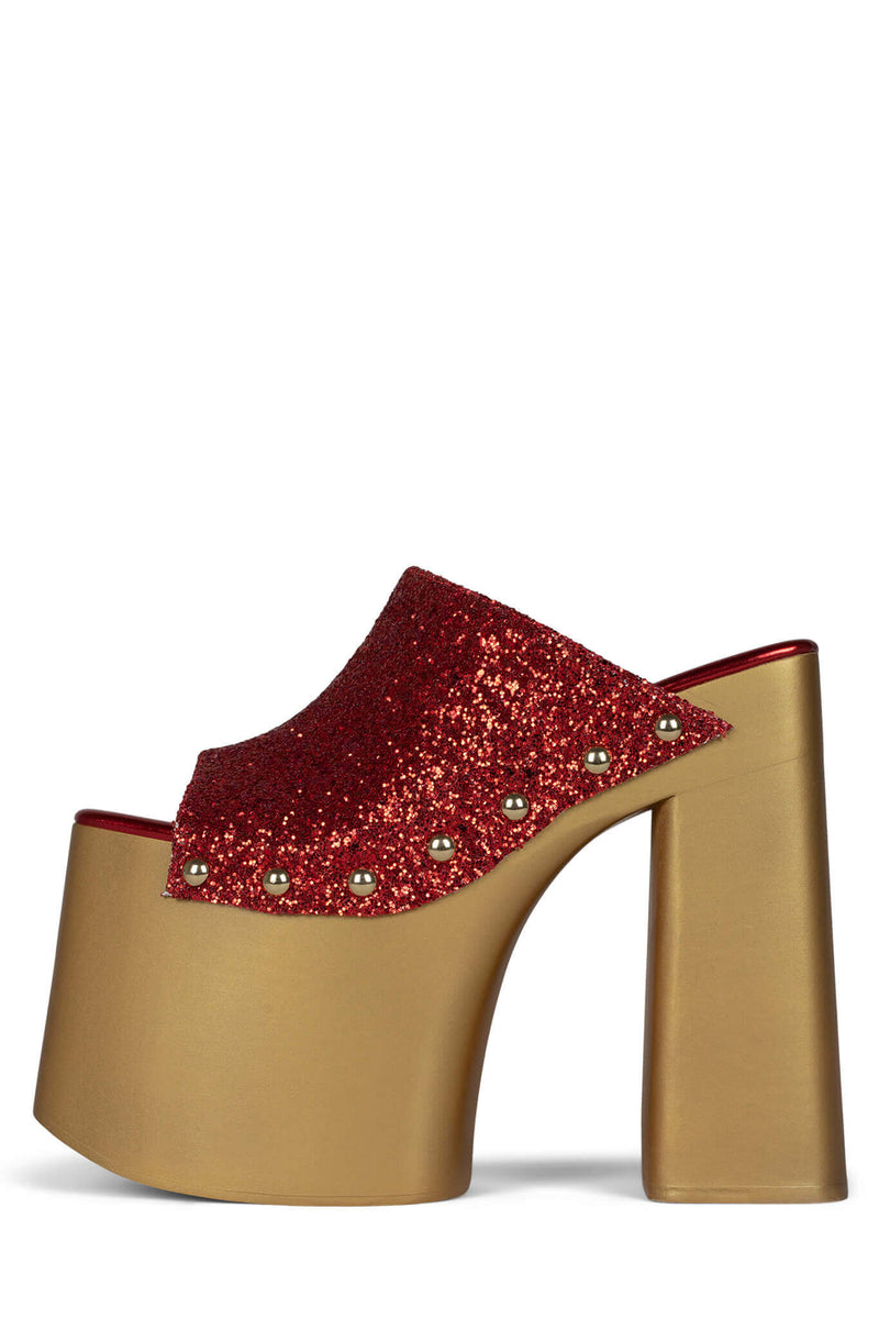 Jeffrey Campbell 2-High Women's Platform Sandals Red / Gold | IBVCLAU-06