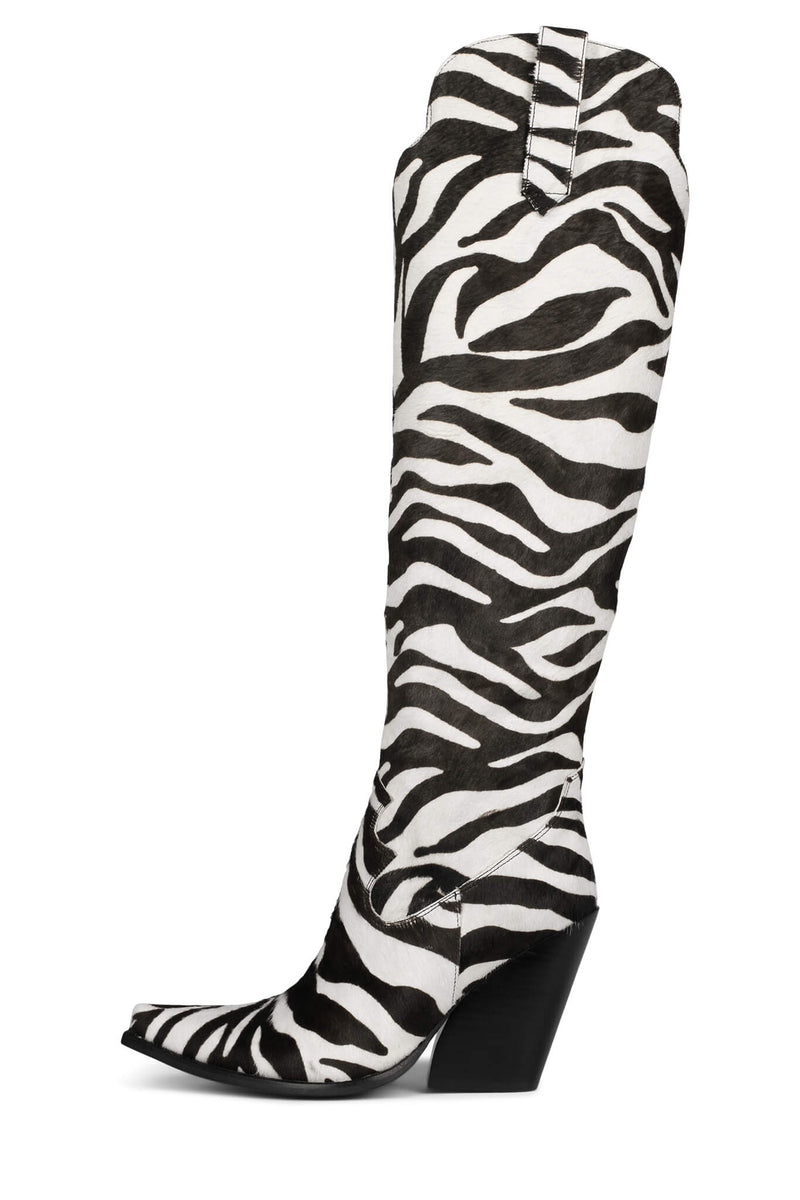 Jeffrey Campbell Amiga-F Women's Knee High Boots Black / White | JUKRVWX-28