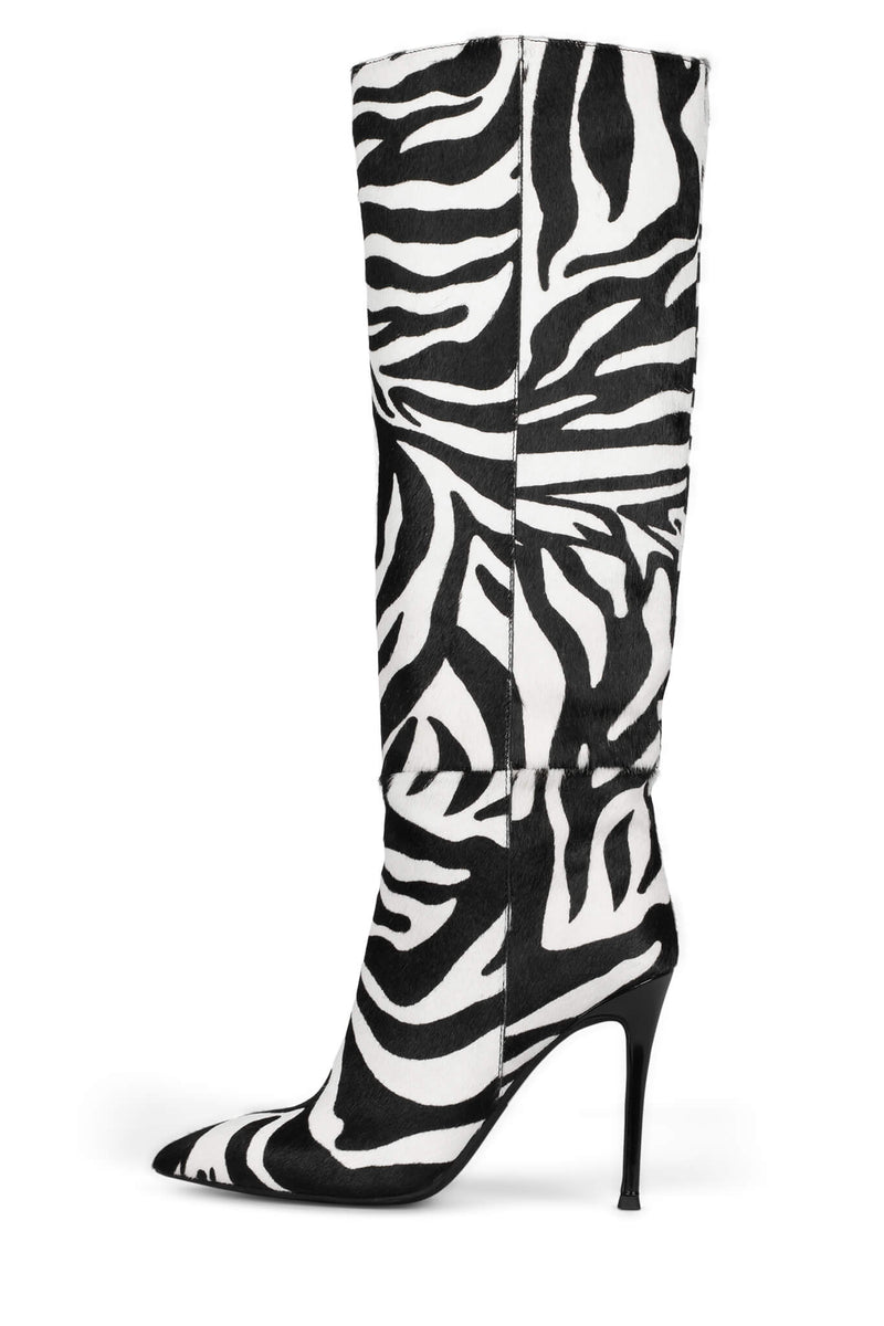 Jeffrey Campbell Arsen-Hi-F Women's Knee High Boots Black / White | HOUVEBG-27