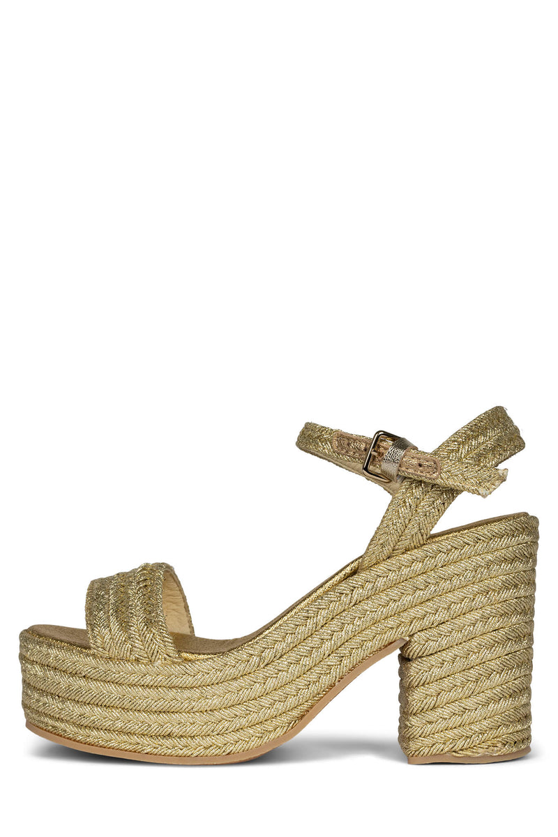 Jeffrey Campbell Asueto Women's Platform Sandals Gold | LFETNOU-47