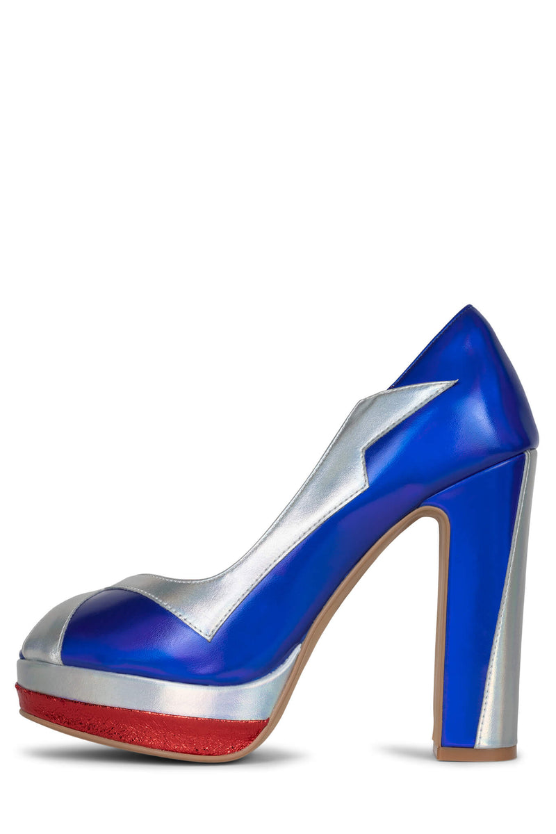 Jeffrey Campbell Bad-Gurl Women's Pumps Red / Blue | UTCLKJF-98