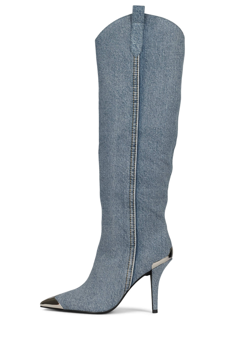 Jeffrey Campbell By-Golly Women's Western Boots Blue | DWTZMHX-12