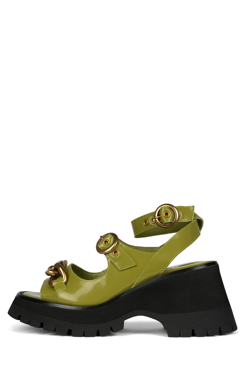 Jeffrey Campbell Crunched Women's Platform Sandals Green | MOFARQJ-41