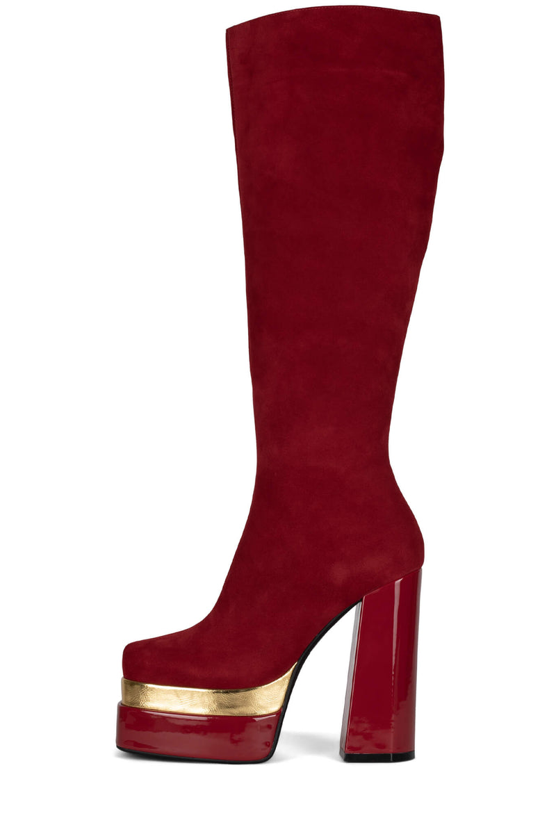 Jeffrey Campbell Dancerama Women's Platform Boots Red | VUWTNYO-82