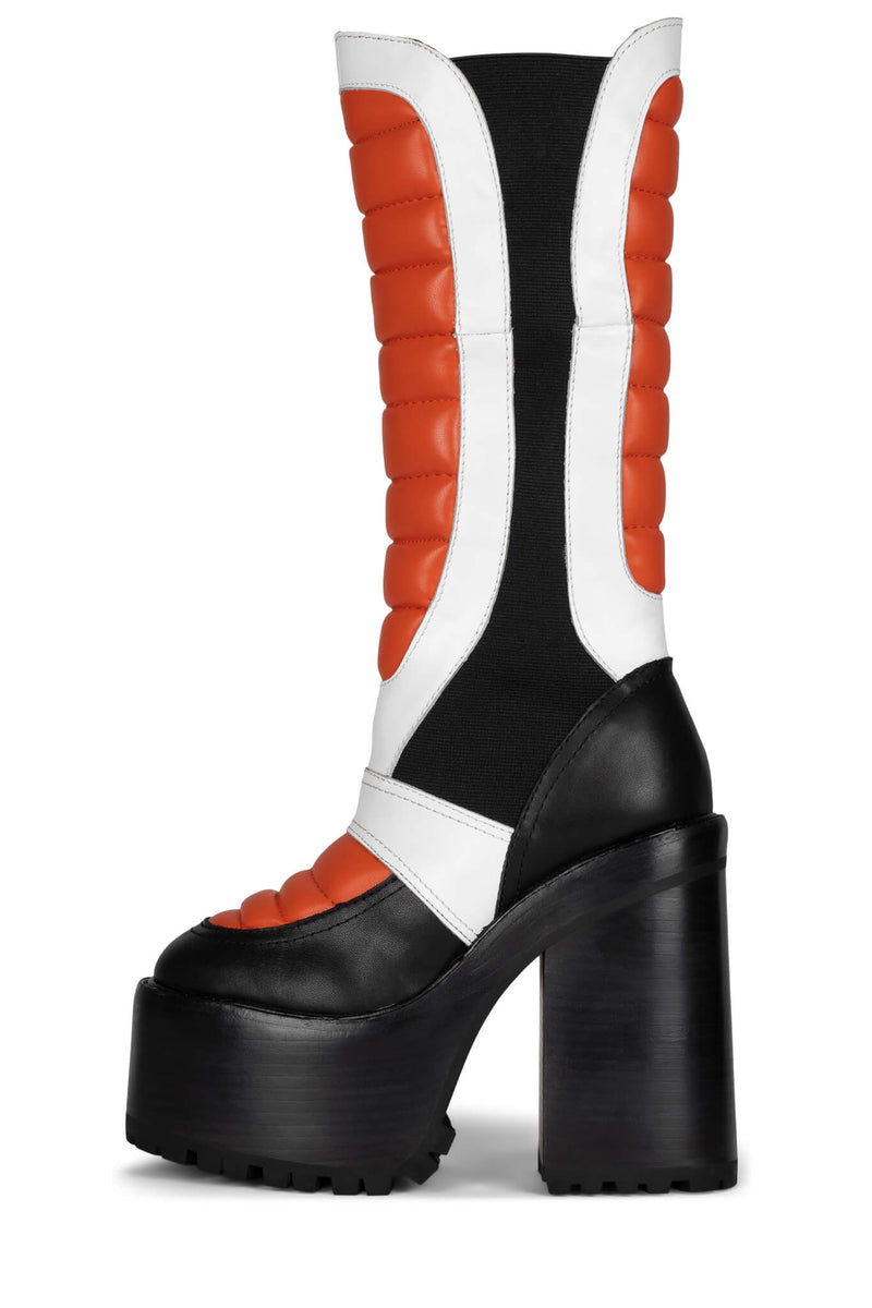 Jeffrey Campbell Dirt-Bike Women's Knee High Boots Black / Orange | NTMUSOL-78