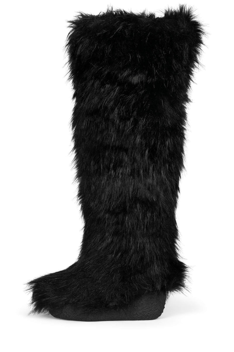 Jeffrey Campbell Fluffy-Ok Women's Knee High Boots Black | CQZXOYF-95