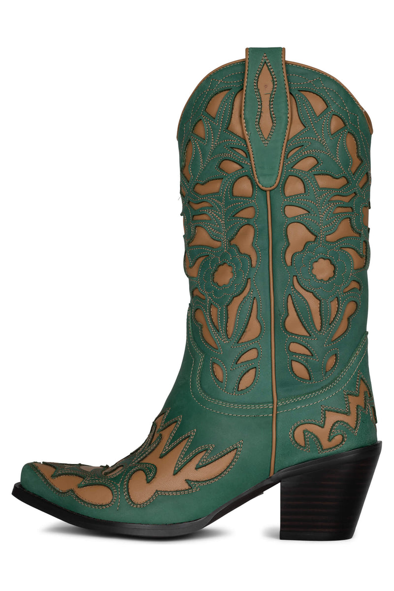 Jeffrey Campbell Flwr-Burst Women's Western Boots Green | UPQBLNY-32