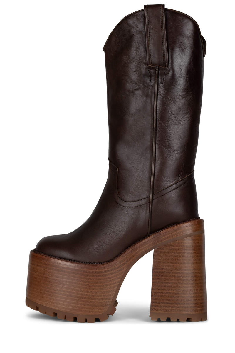 Jeffrey Campbell Graveyard Women's Knee High Boots Coffee | SPTRJDQ-35