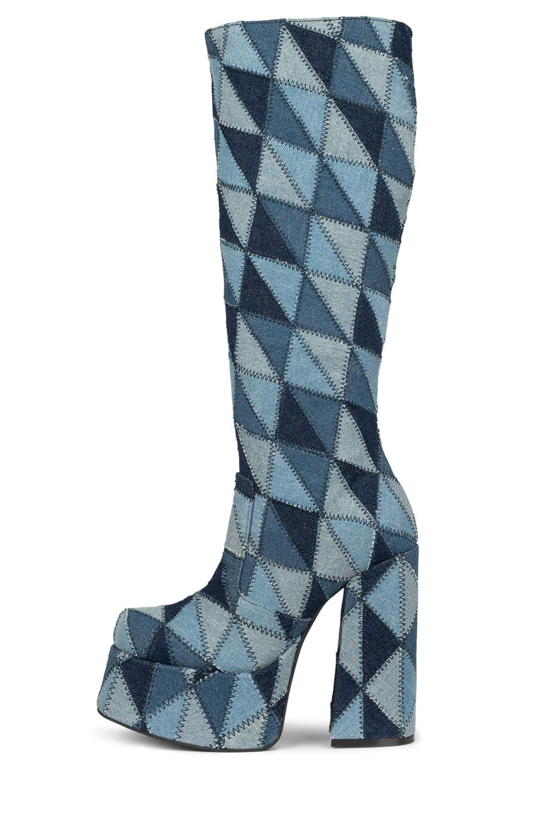 Jeffrey Campbell Hey-Joe-Pw Women's Platform Boots Blue | YVIGKPF-57