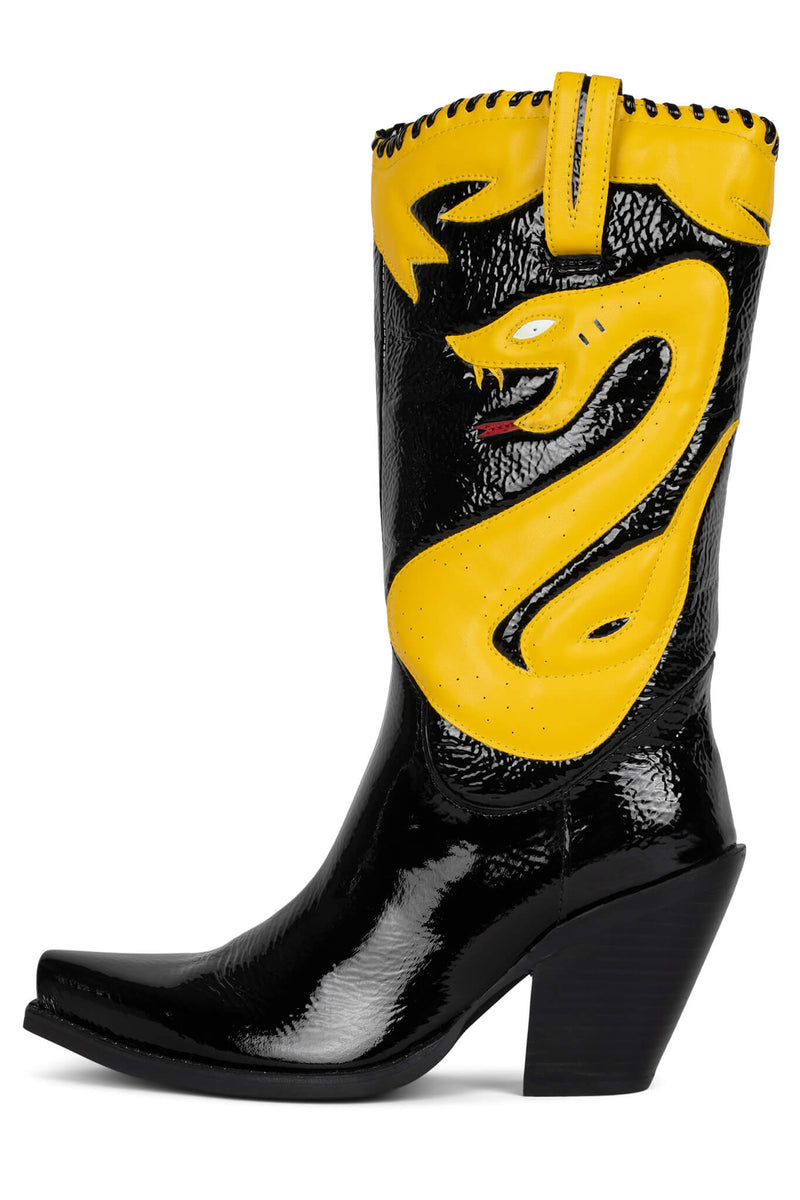 Jeffrey Campbell Klrcobra-2 Women's Knee High Boots Black / Yellow | RCYOJNT-04