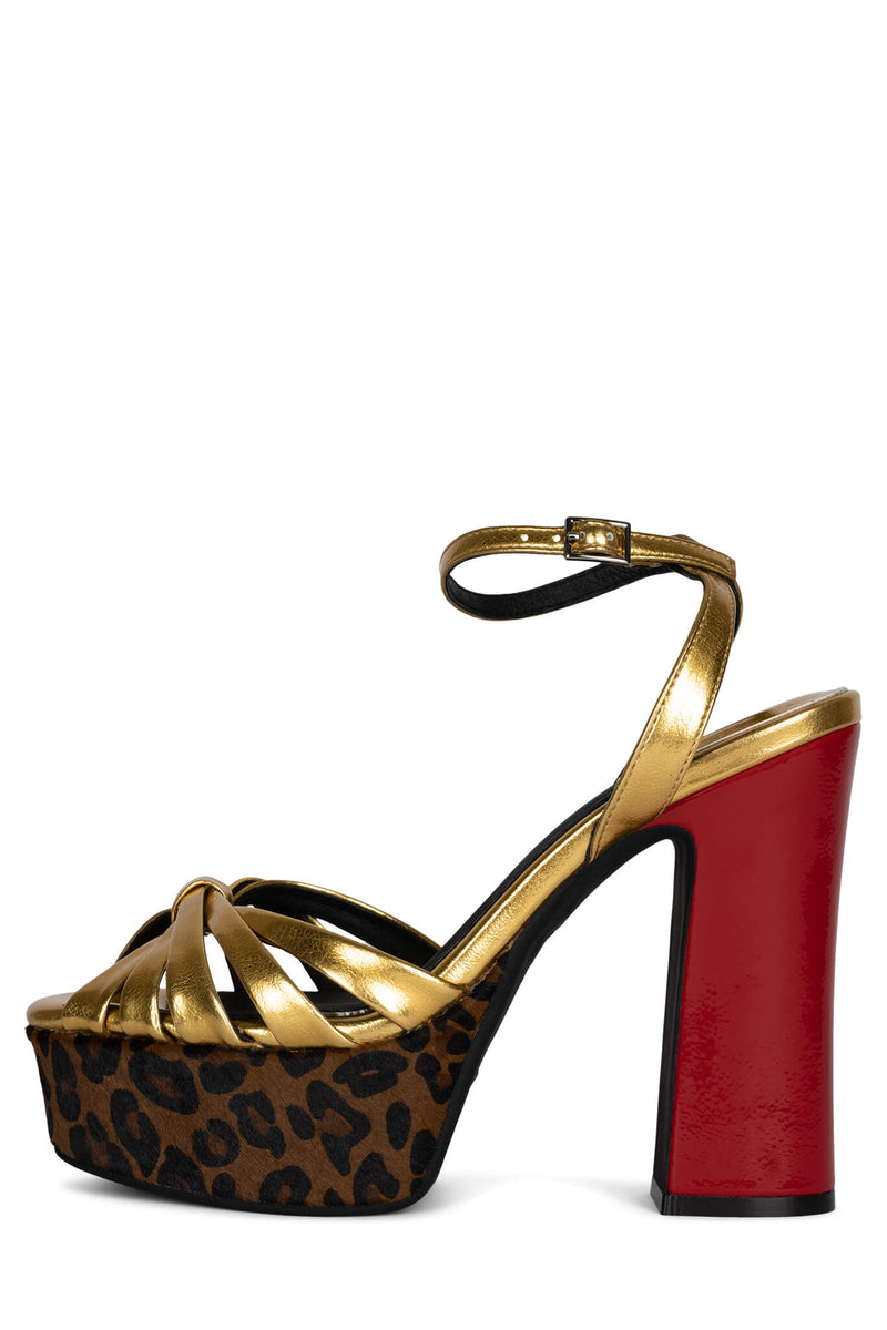 Jeffrey Campbell Rockin-Out Women's Platform Sandals Gold | MIUCLSG-40