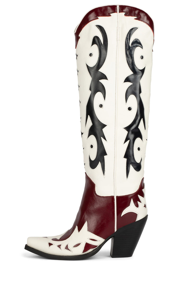 Jeffrey Campbell Starwood-2 Women's Knee High Boots Red / White | GHWYPDV-51