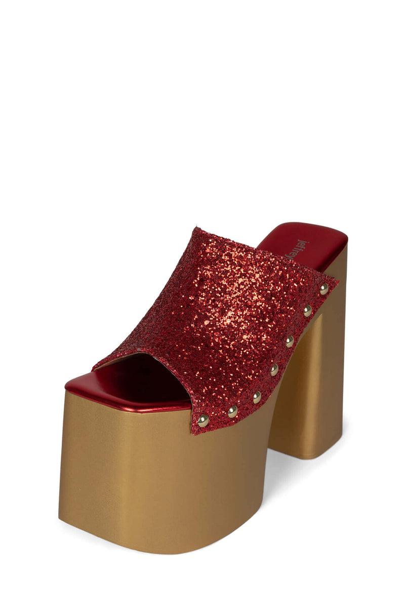 Jeffrey Campbell 2-High Women's Platform Sandals Red / Gold | IBVCLAU-06