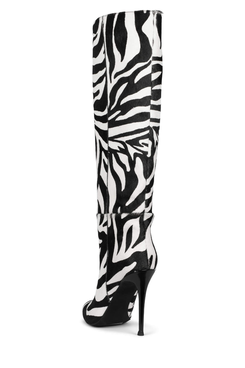 Jeffrey Campbell Arsen-Hi-F Women's Knee High Boots Black / White | HOUVEBG-27