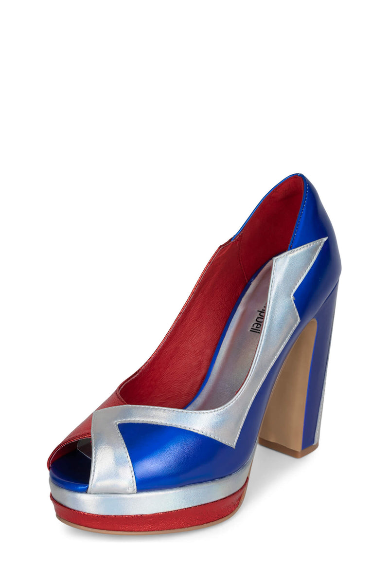 Jeffrey Campbell Bad-Gurl Women's Pumps Red / Blue | UTCLKJF-98