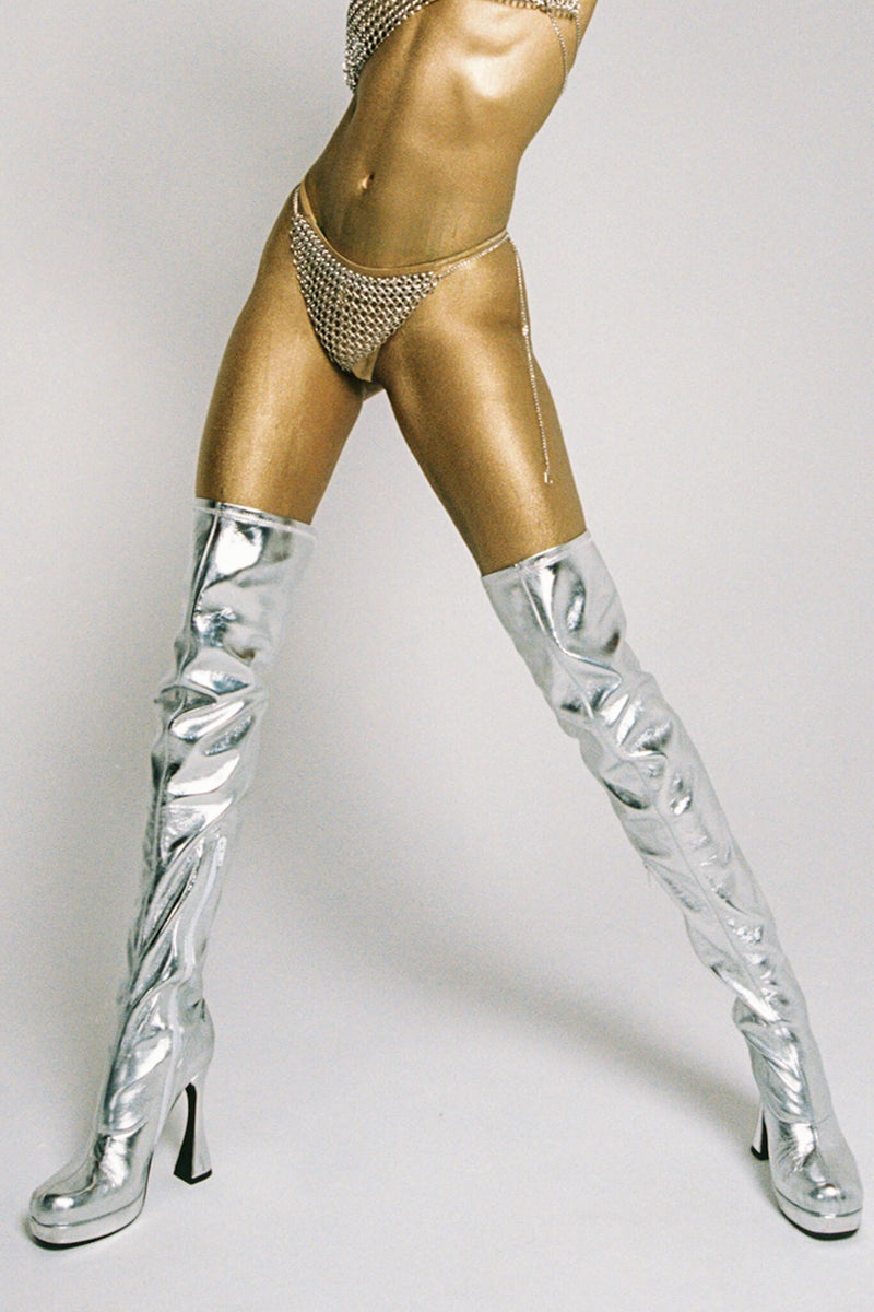 Jeffrey Campbell Bel-Air-Ok Women's Knee High Boots Gold | ELRBJMZ-14