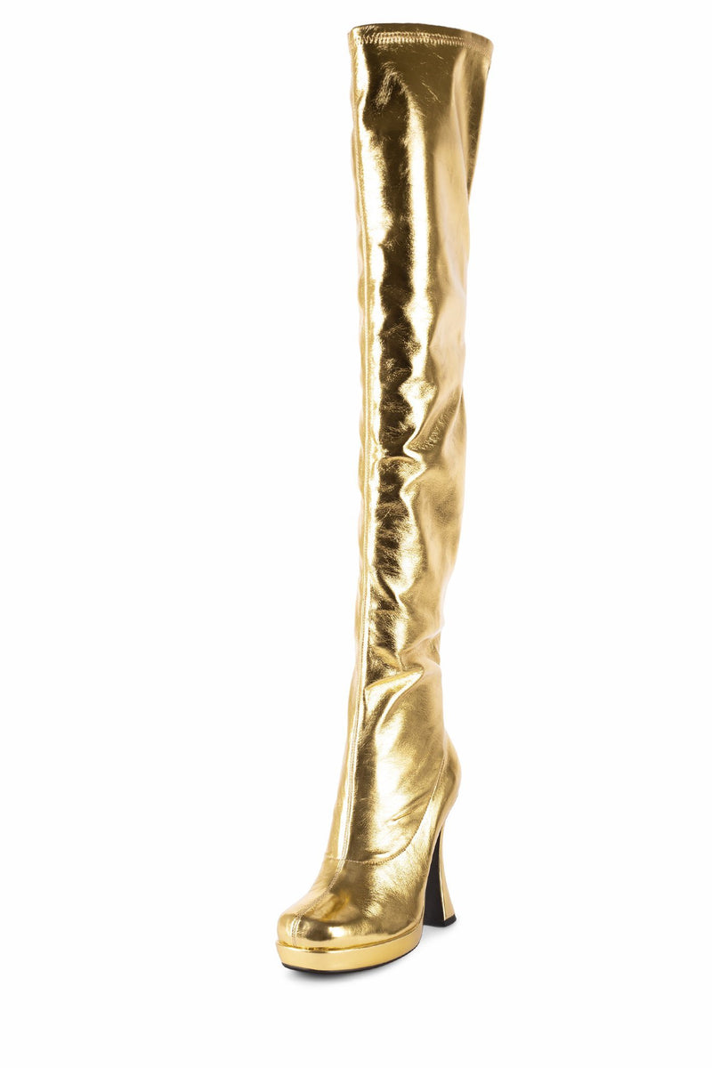 Jeffrey Campbell Bel-Air-Ok Women's Knee High Boots Gold | ELRBJMZ-14