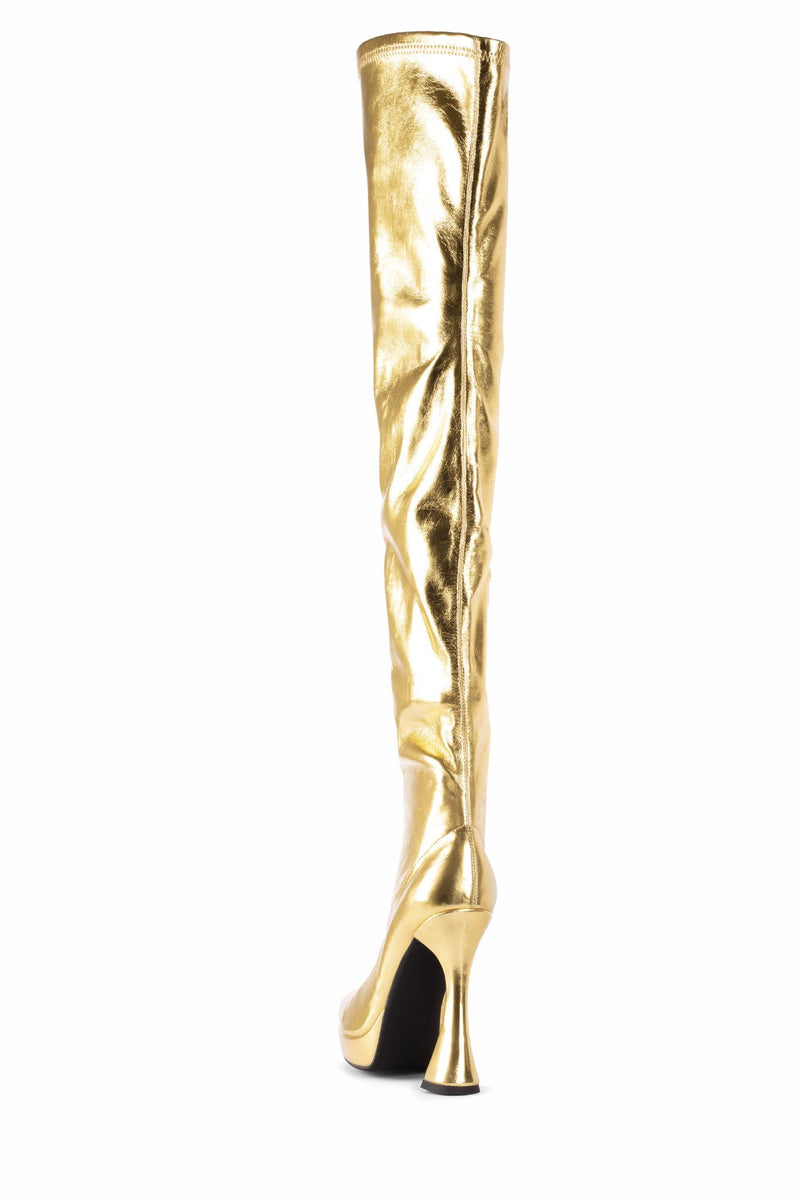 Jeffrey Campbell Bel-Air-Ok Women's Knee High Boots Gold | ELRBJMZ-14