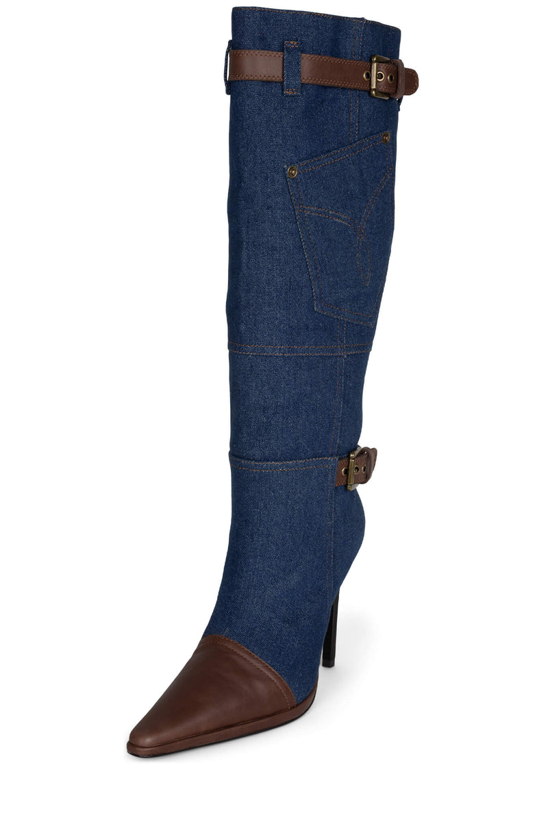 Jeffrey Campbell Blu-Jean Women's Knee High Boots Blue | ZVYIUWA-84