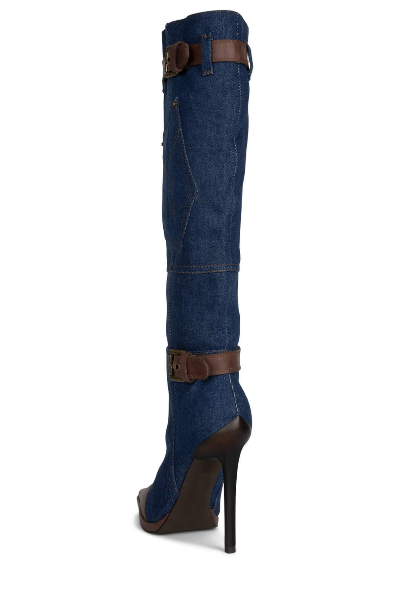 Jeffrey Campbell Blu-Jean Women's Knee High Boots Blue | ZVYIUWA-84