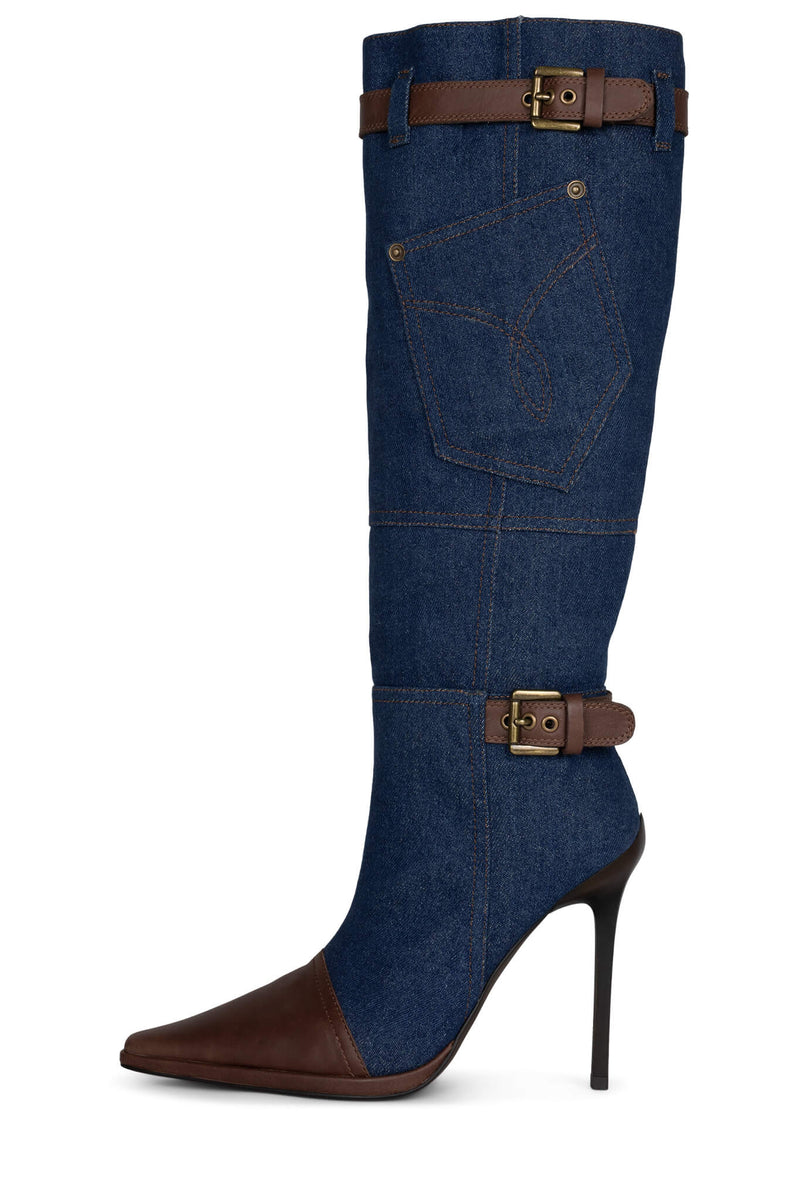 Jeffrey Campbell Blu-Jean Women\'s Knee High Boots Blue | ZVYIUWA-84