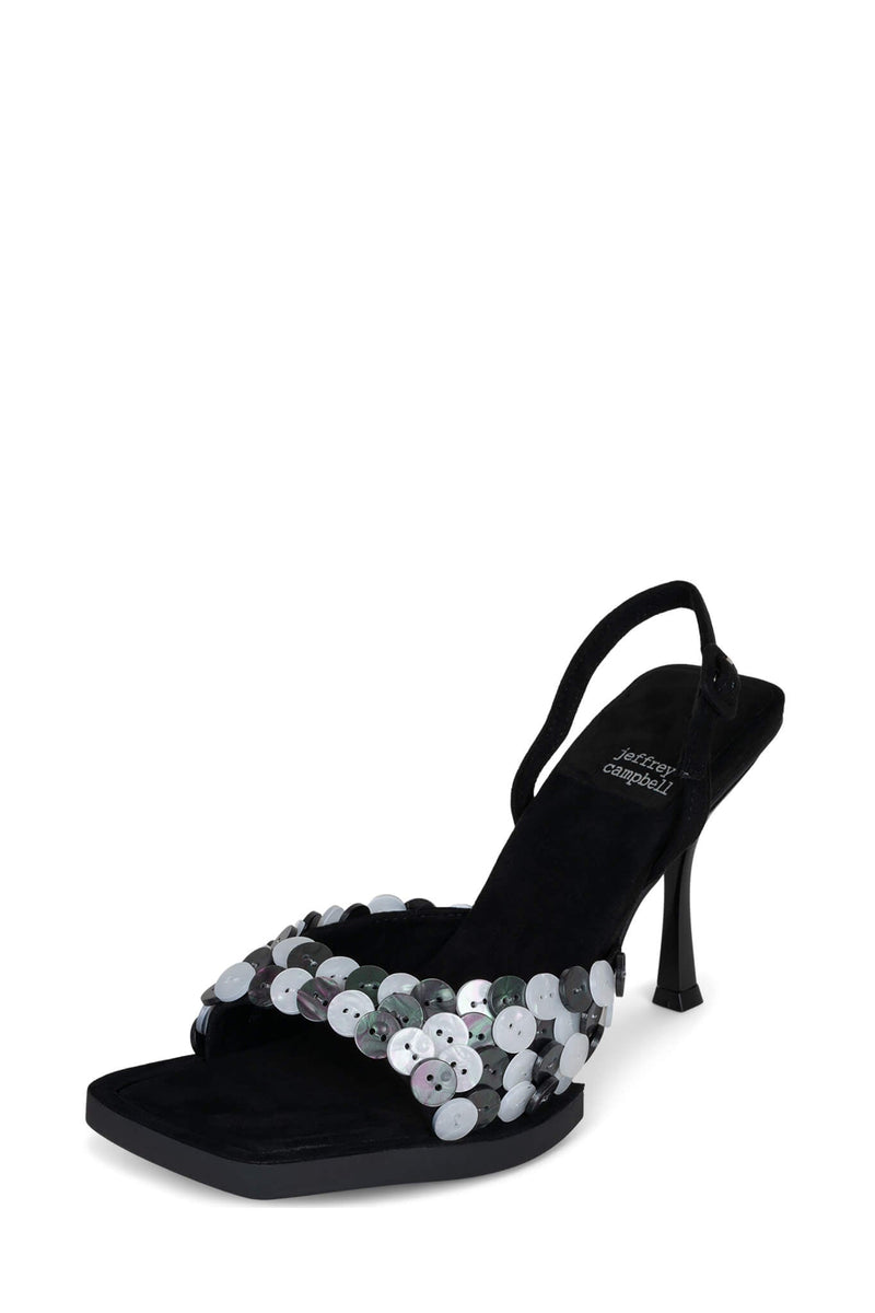 Jeffrey Campbell Buttoned Women's Heels Black | NZPGXCW-61