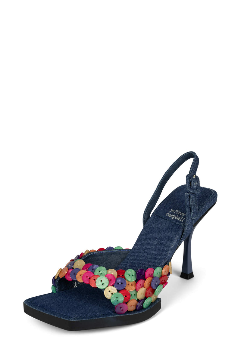 Jeffrey Campbell Buttoned Women's Heels Blue | TABQVCZ-52