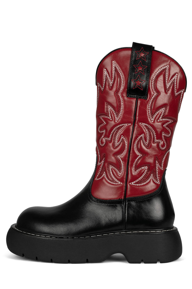 Jeffrey Campbell Cowboy Women\'s Western Boots Black / Red | HBLJEOX-73