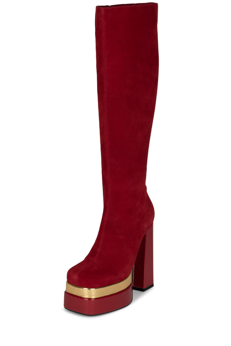 Jeffrey Campbell Dancerama Women's Knee High Boots Red | BLZKPVX-57