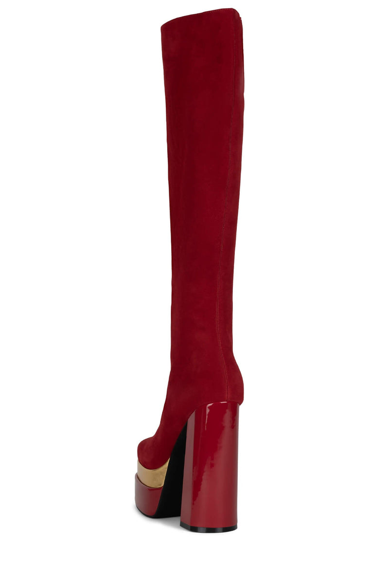 Jeffrey Campbell Dancerama Women's Knee High Boots Red | BLZKPVX-57