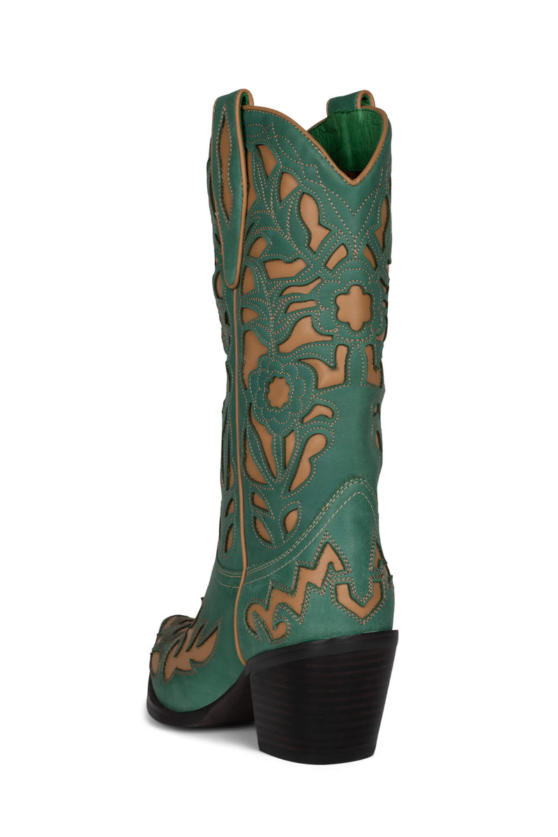 Jeffrey Campbell Flwr-Burst Women's Knee High Boots Green | XUJYPSR-10