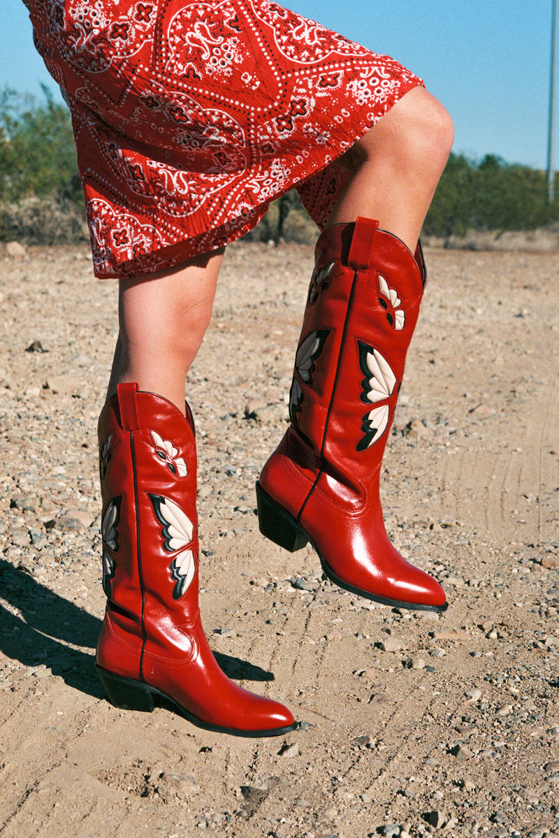 Jeffrey Campbell Fly-Away Women's Knee High Boots Red | WPHDYRZ-10