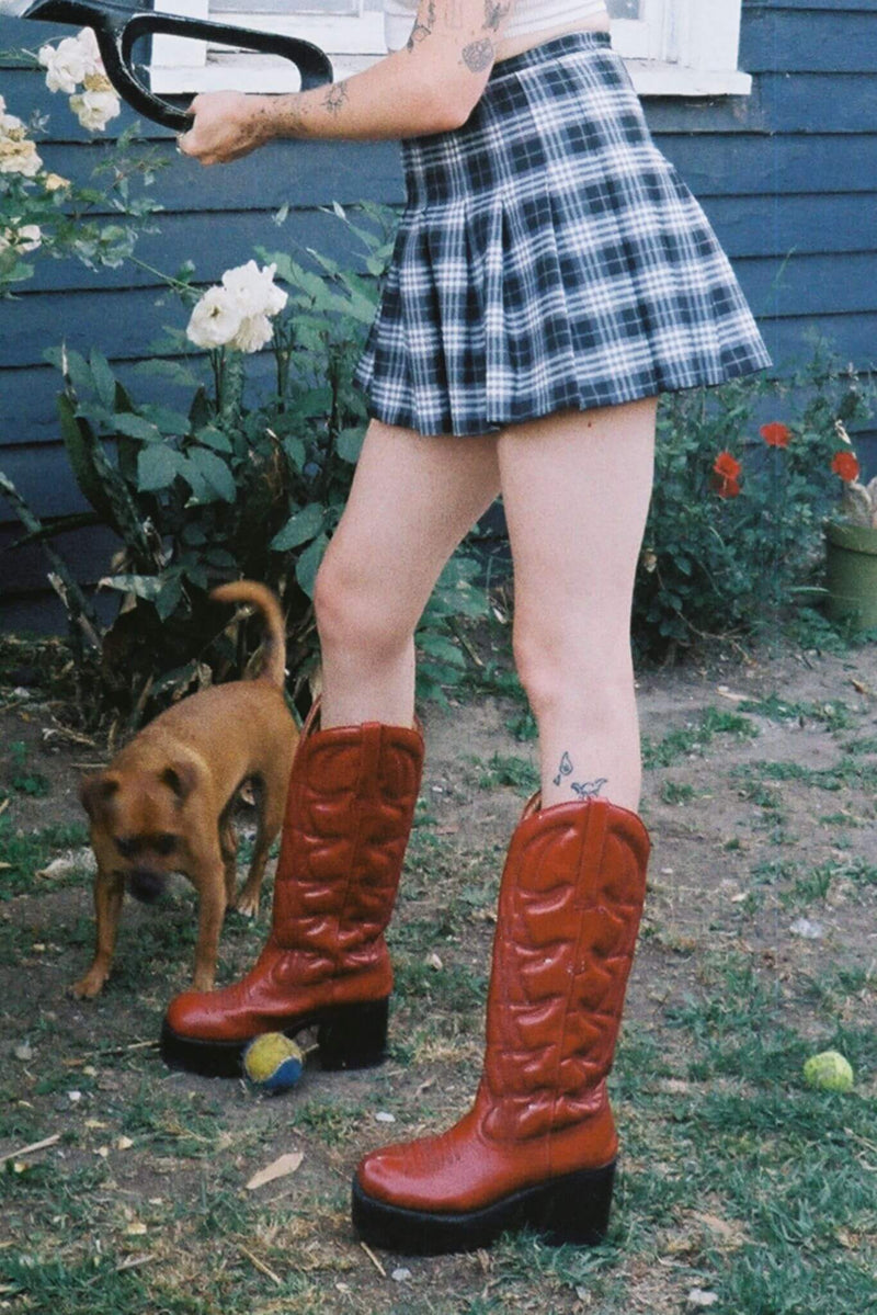 Jeffrey Campbell Honky-Tonk Women's Knee High Boots Red | PZYFVGE-89