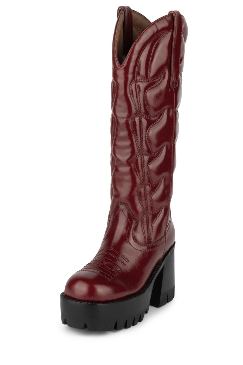 Jeffrey Campbell Honky-Tonk Women's Knee High Boots Red | PZYFVGE-89