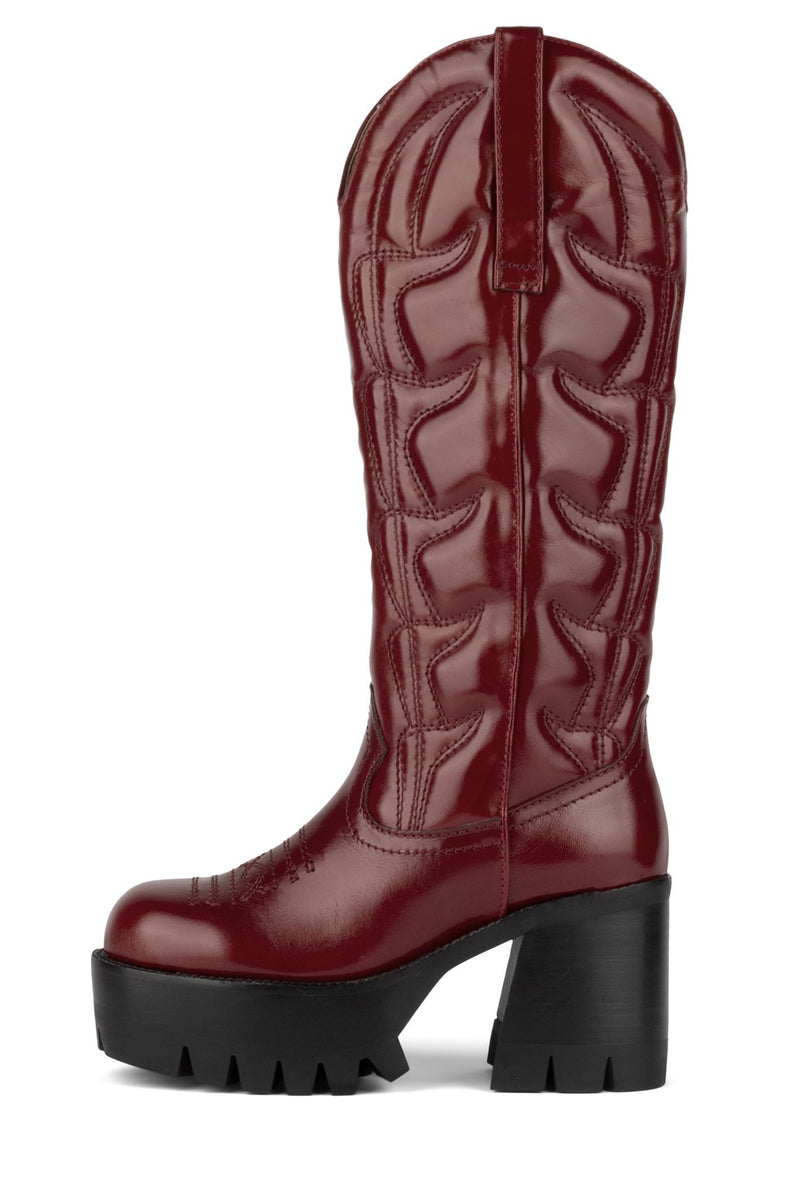 Jeffrey Campbell Honky-Tonk Women\'s Knee High Boots Red | PZYFVGE-89