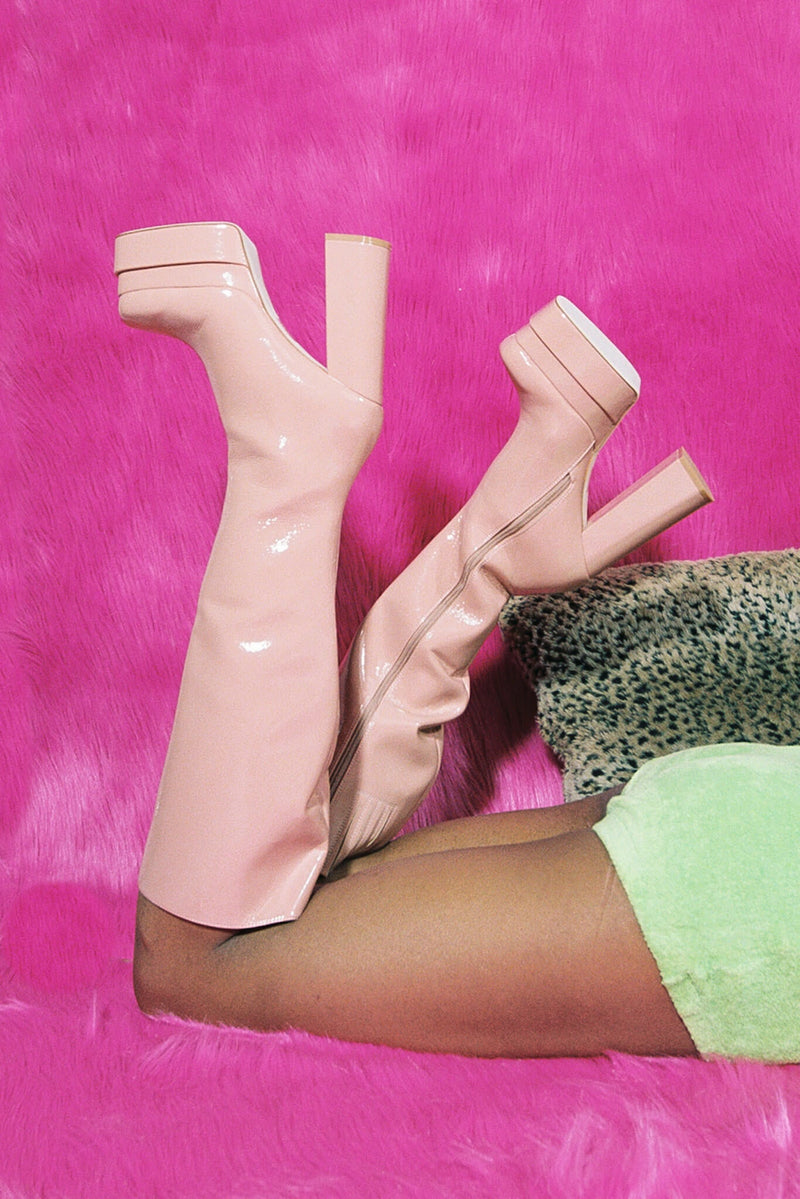 Jeffrey Campbell Kickin-It Women's Knee High Boots Pink | NLMHQFW-71