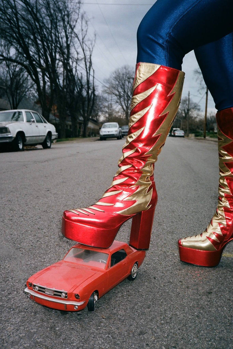 Jeffrey Campbell Kiss-This Women's Knee High Boots Red | TGHFUSC-94