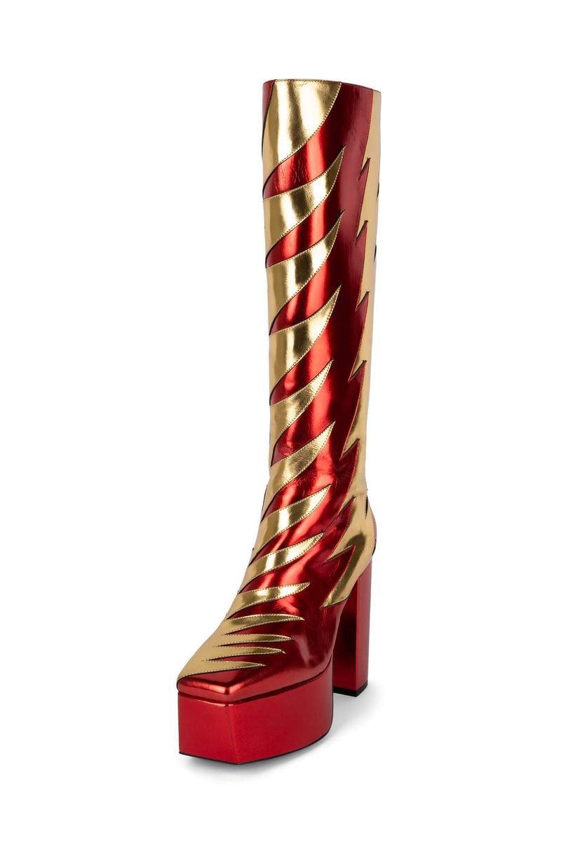 Jeffrey Campbell Kiss-This Women's Knee High Boots Red | TGHFUSC-94