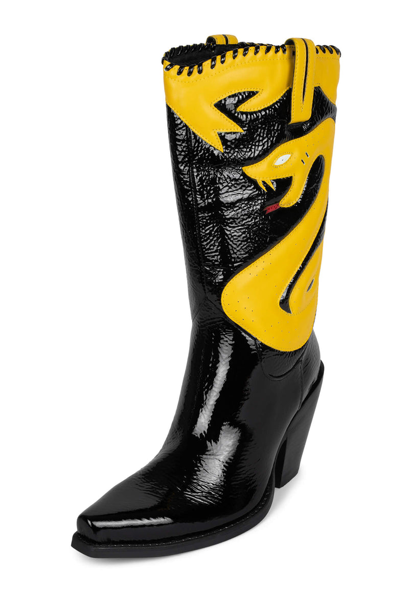 Jeffrey Campbell Klrcobra-2 Women's Knee High Boots Black / Yellow | RCYOJNT-04