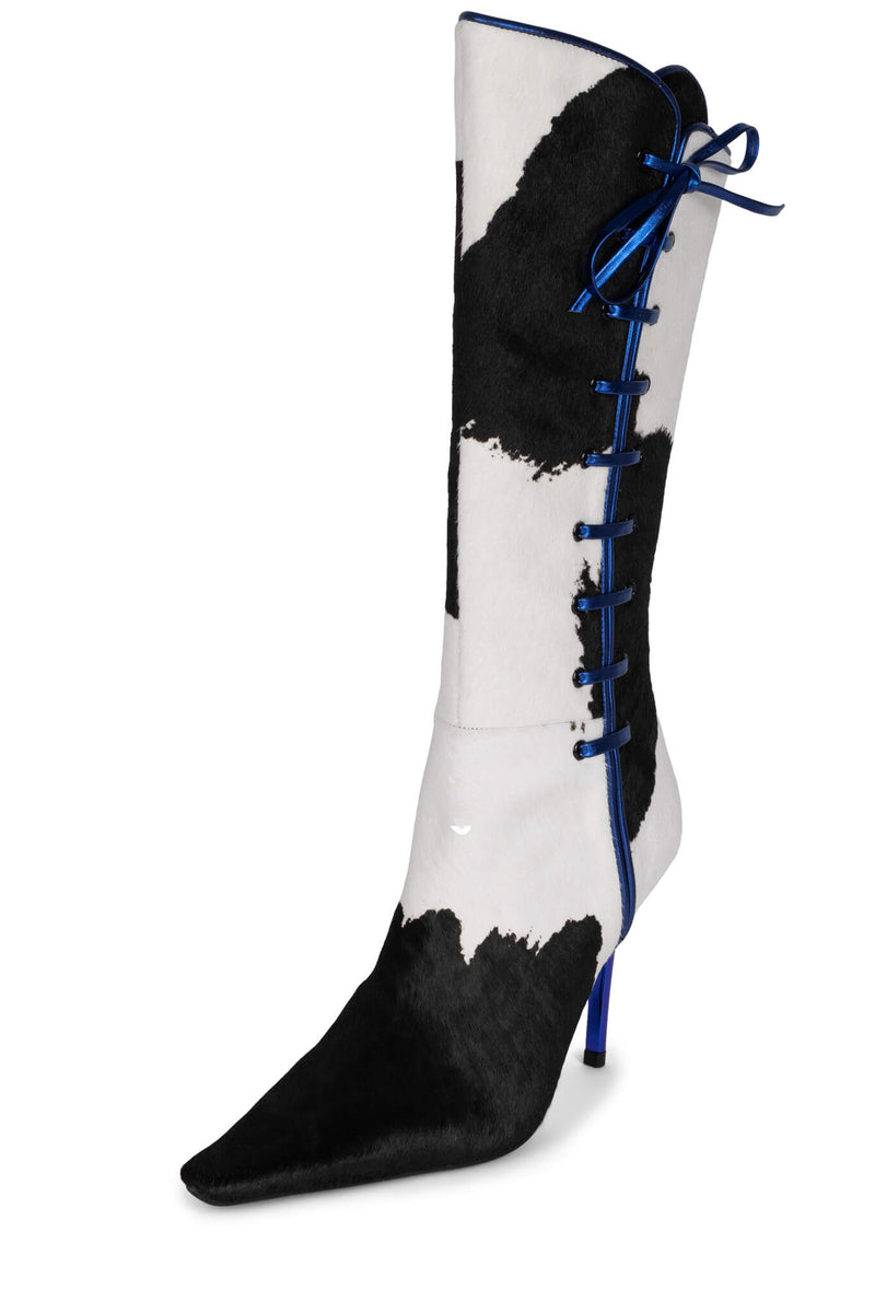 Jeffrey Campbell Lasso-Up-F Women's Knee High Boots Black / White | VCOYEDG-26