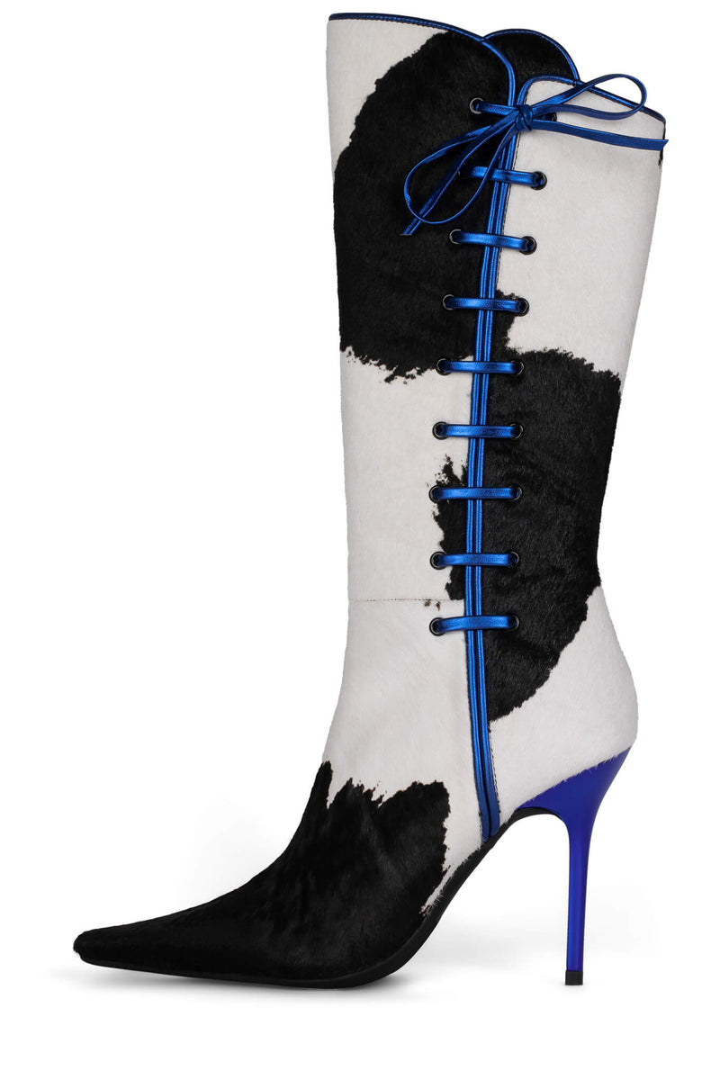 Jeffrey Campbell Lasso-Up-F Women\'s Knee High Boots Black / White | VCOYEDG-26