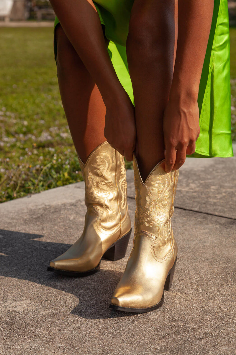 Jeffrey Campbell Rancher-Md Women's Western Boots Gold | CVBAETN-64