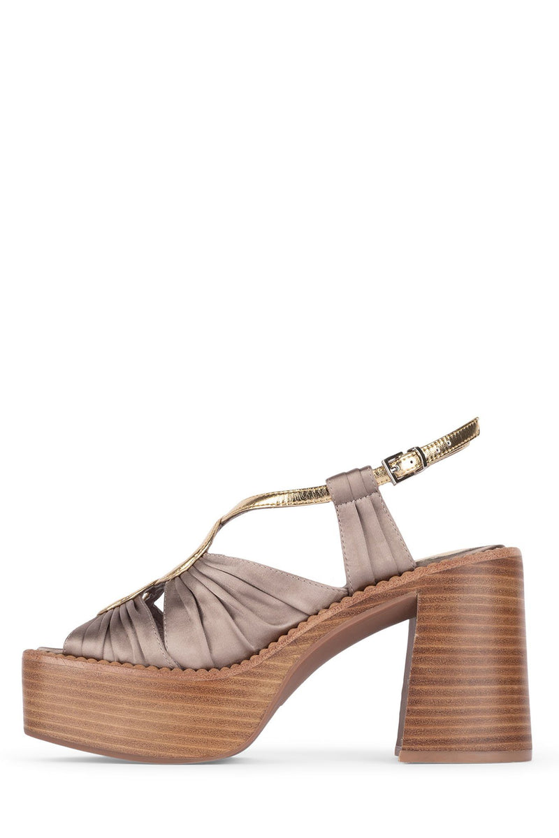 Jeffrey Campbell Rockshow Women\'s Platform Sandals Grey / Brown | PSUBZHI-42