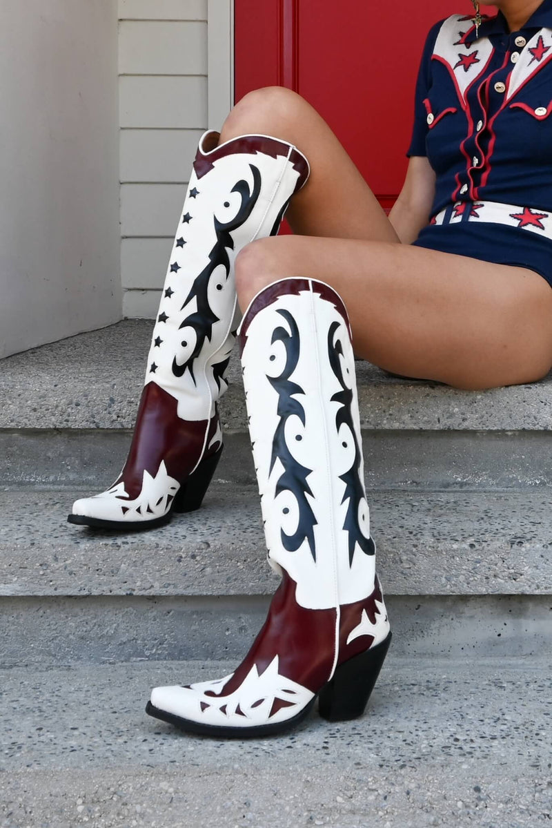 Jeffrey Campbell Starwood-2 Women's Western Boots Red / White | ANPBJZC-67