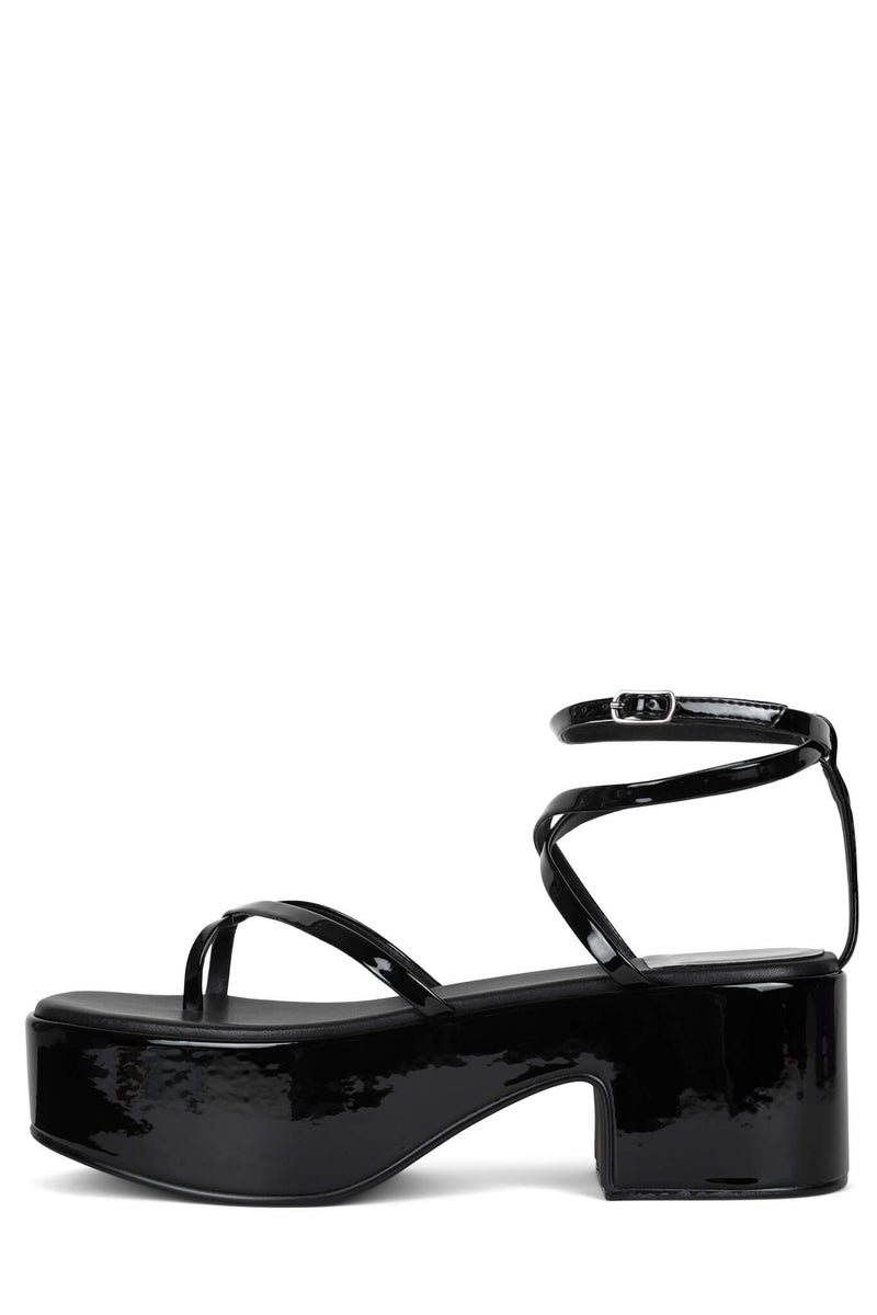 Jeffrey Campbell Striped Women\'s Platform Sandals Black | WBKMAXL-98