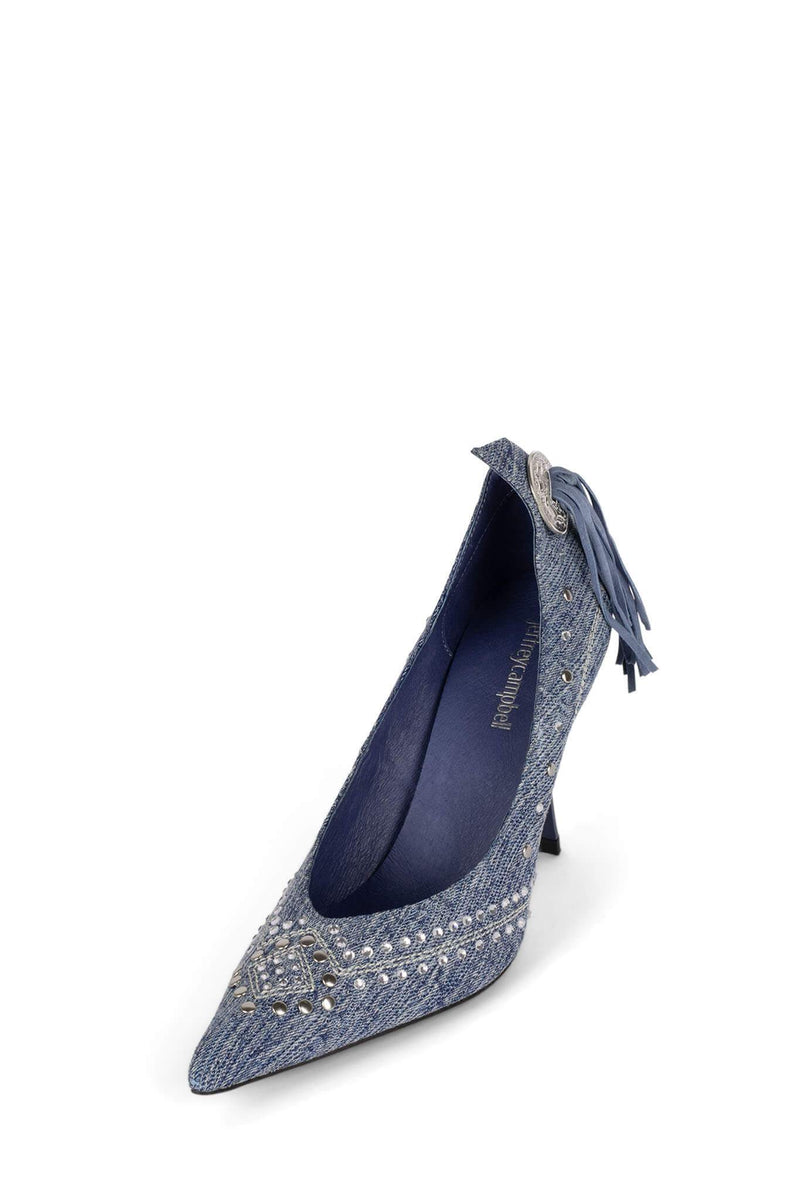 Jeffrey Campbell Yee-Haww Women's Heels Shoes Blue | PSGKCFM-90